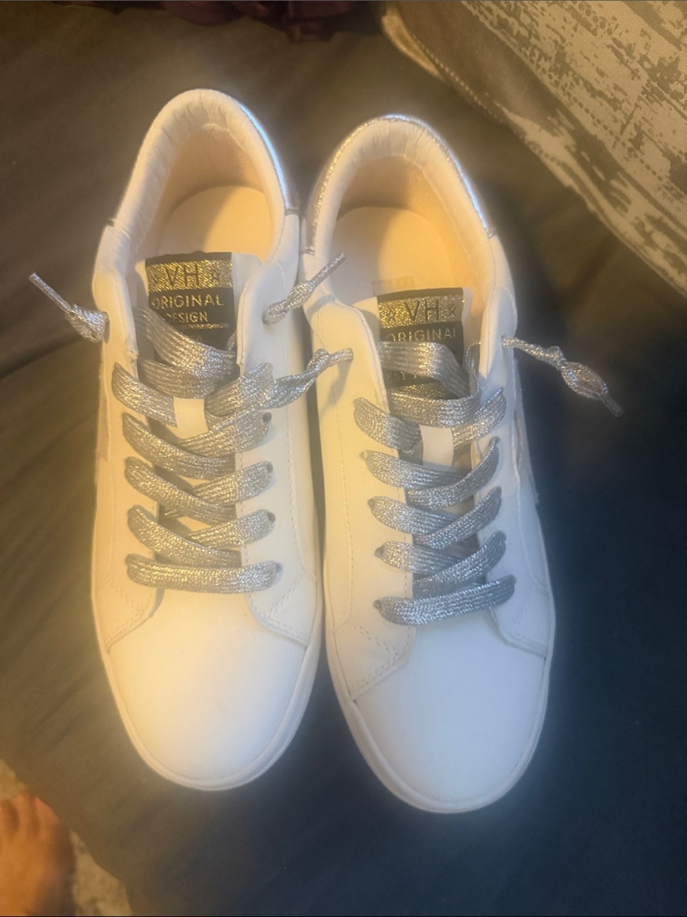 Vintage Havana White Sneakers with Silver Accents - Women's Casual Shoes